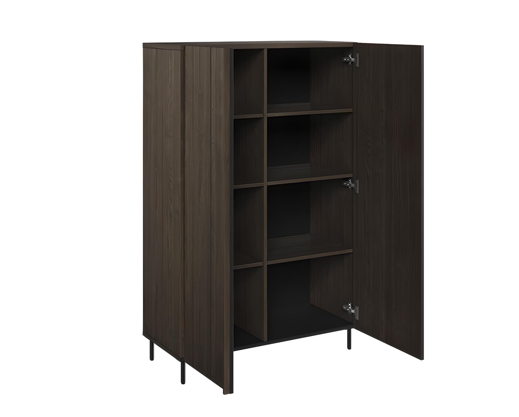 Buffte haut 2 portes bois foncé 92 cm CARENNE fonctionnel avec ses nombreux rangements