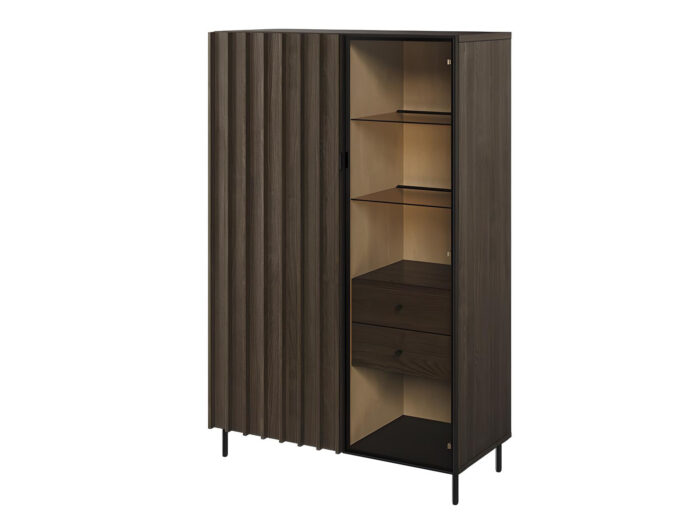 Buffet haut 2 portes 2 tiroirs bois foncé 92 cm – CARENNE