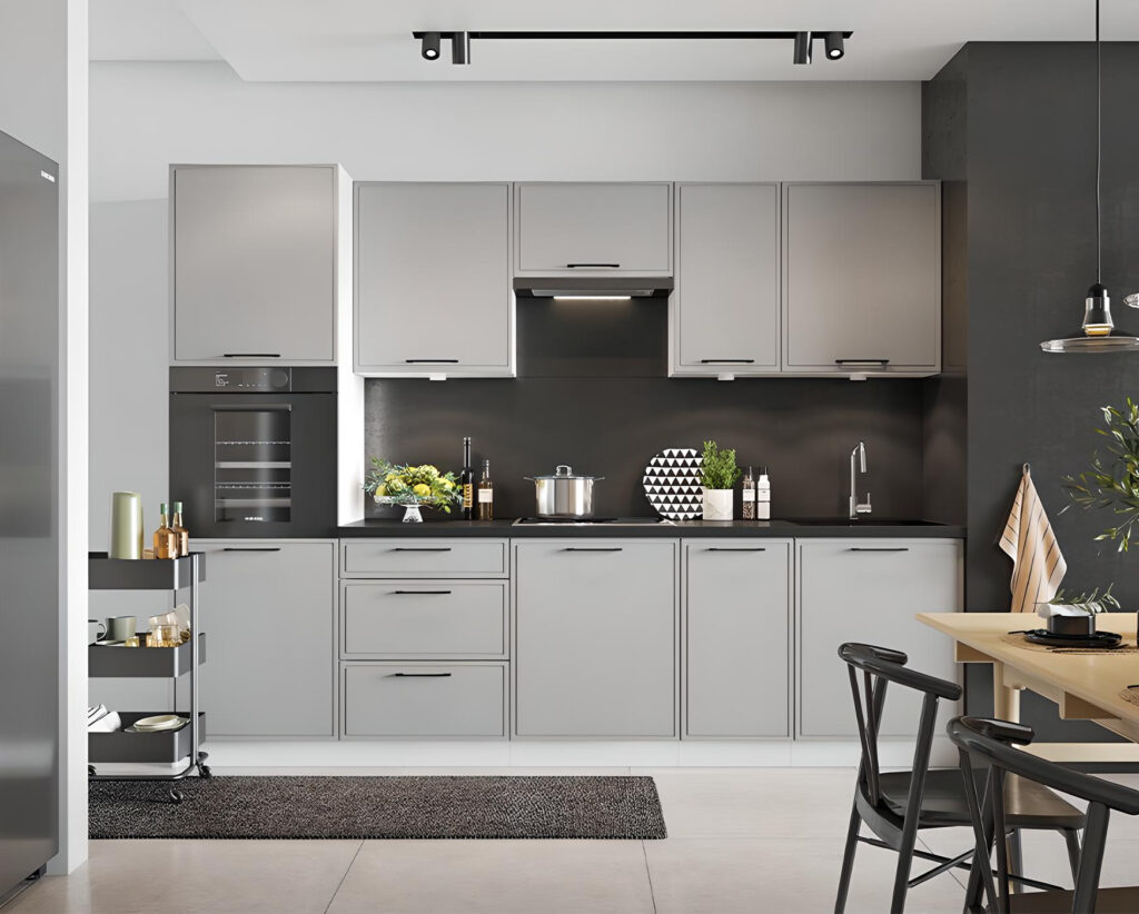 Cuisine LYNN en gris, où le design moderne rencontre la fonctionnalité