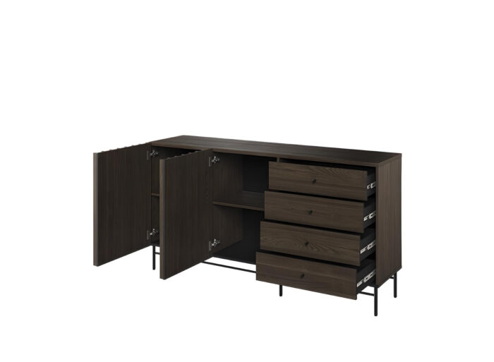 Buffet 2 portes 4 tiroirs bois foncé 165 cm – CARENNE