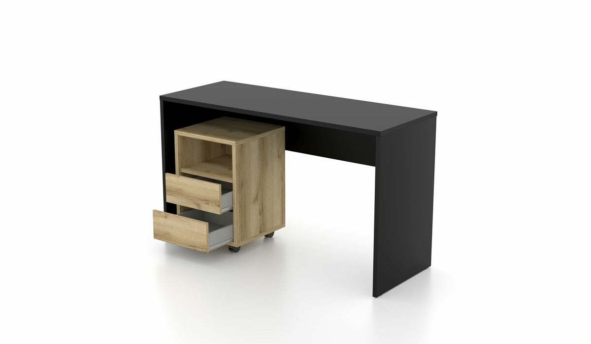 KAMAZZA - Bureau novateur et design avec tiroirs noir LENA