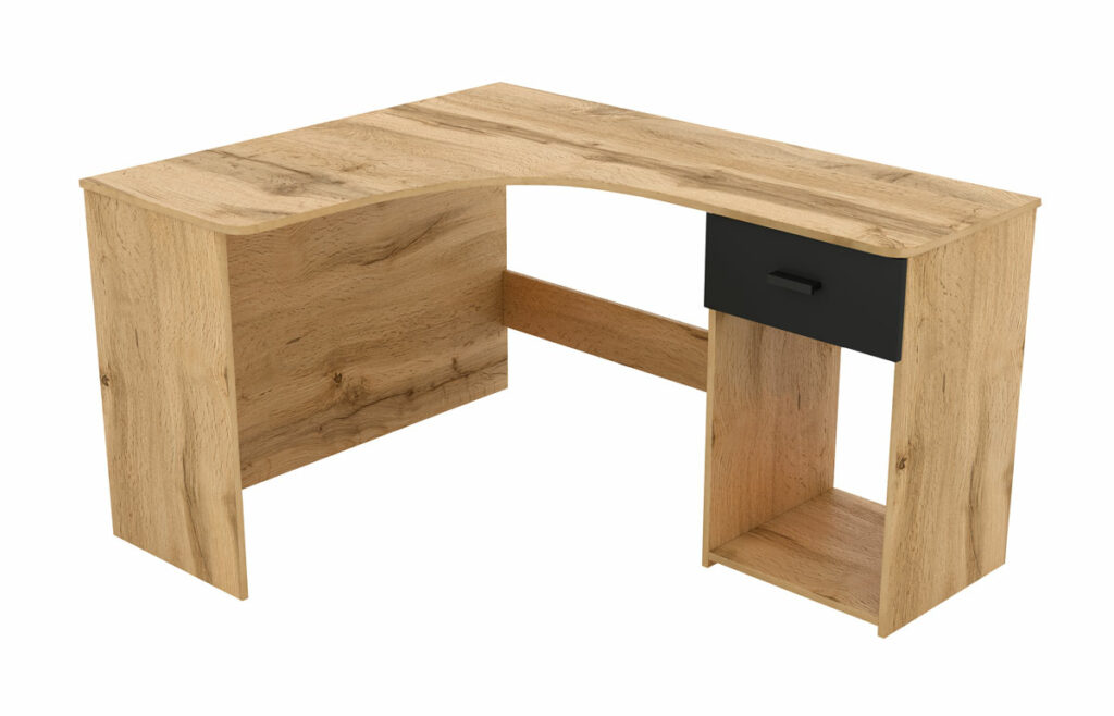 KAMAZZA - Bureau d’angle design avec rangement novateur chêne ROBI