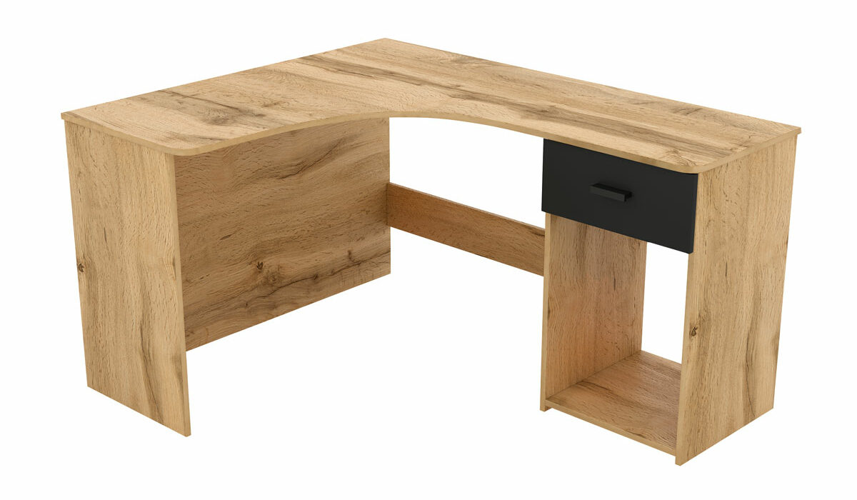 KAMAZZA - Bureau d’angle design avec rangement novateur chêne ROBI