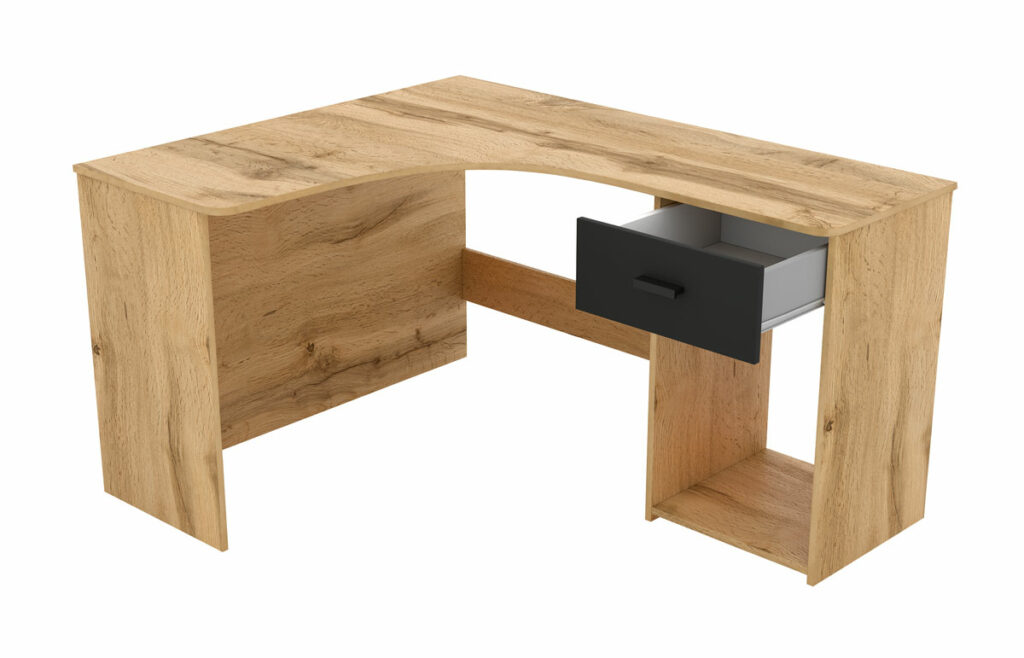 KAMAZZA - Bureau d’angle rangement novateur chêne ROBI