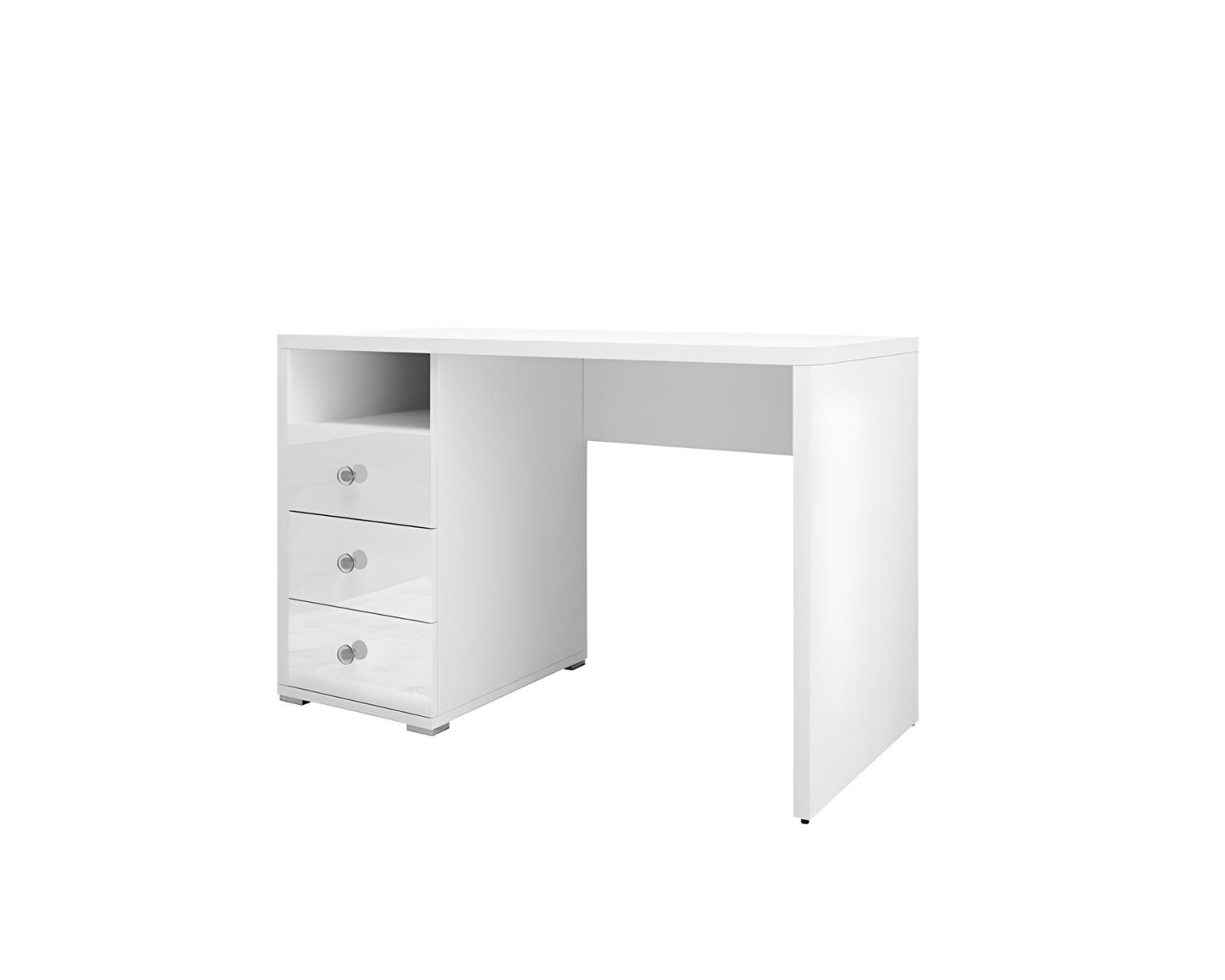 Ce bureau blanc au design minimaliste s'intègre facilement dans tout type de décoration intérieure