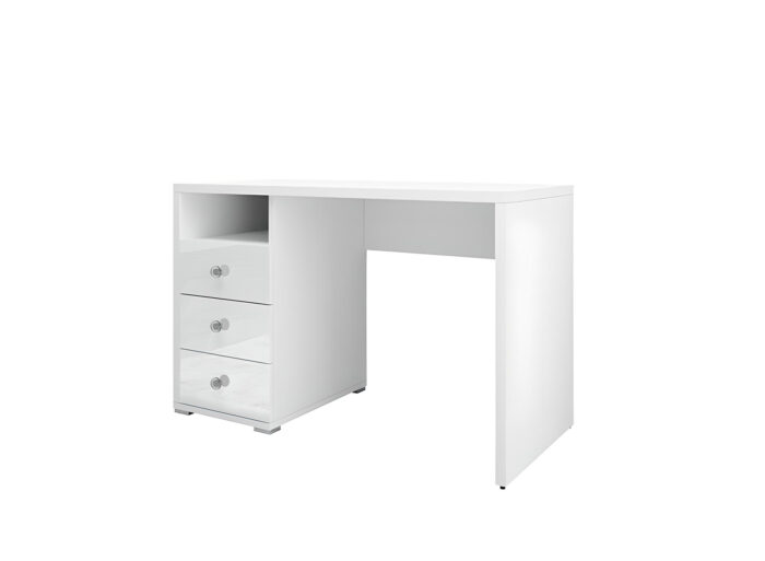 Ce bureau blanc au design minimaliste s'intègre facilement dans tout type de décoration intérieure