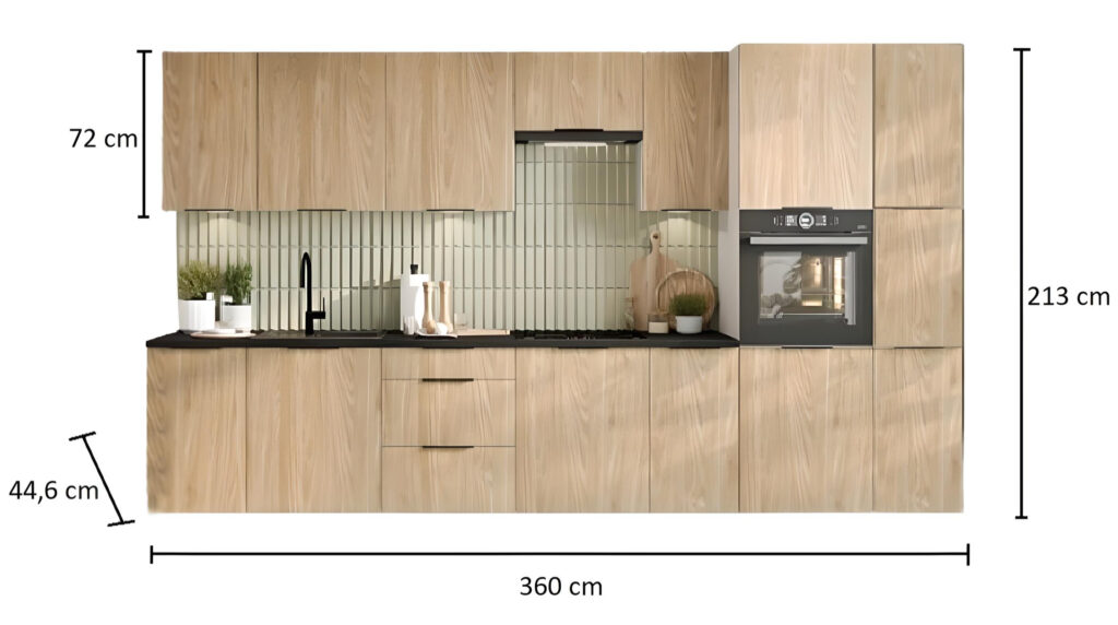 Dimension cuisine complète option encastrable 360 cm KARENNE