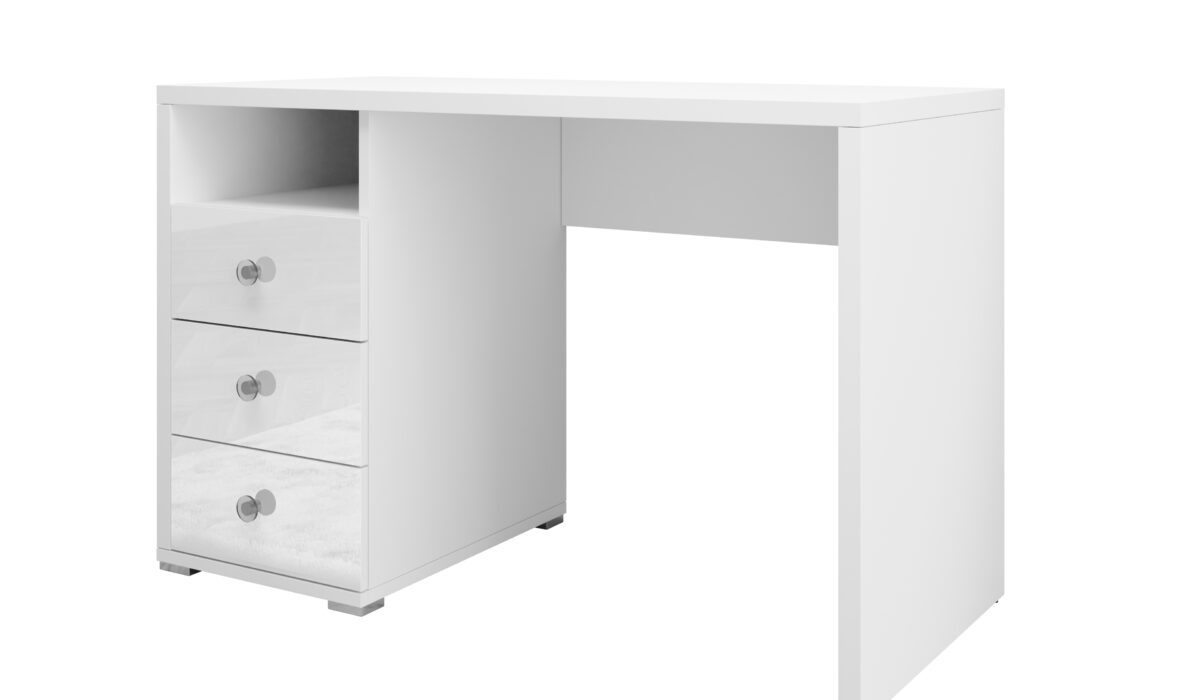 KAMAZZA - Bureau moderne avec tiroirs blanc MILA