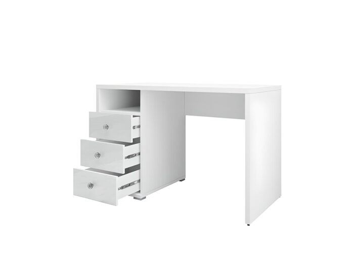 Bureau 3 tiroirs 1 étagère Blanc 120 cm – MILA