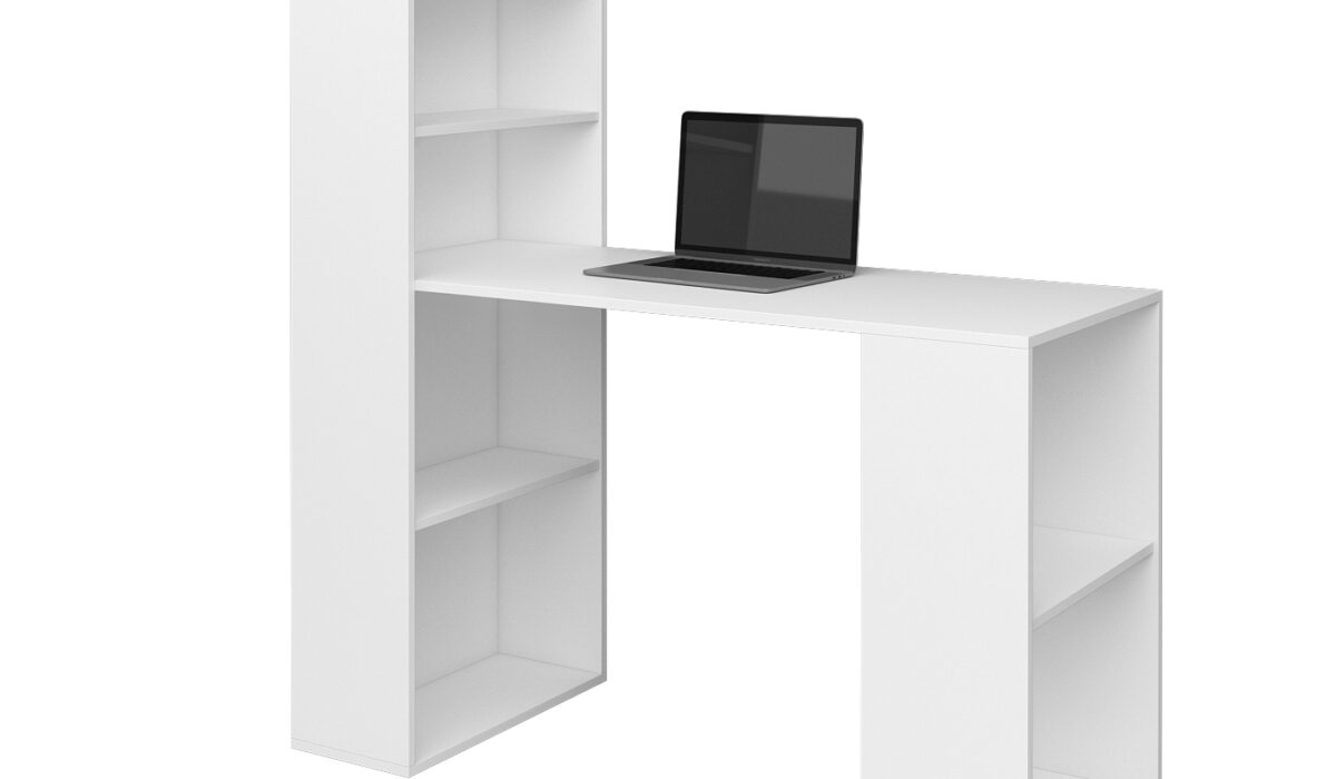 KAMAZZA - Bureau avec rangement novateur blanc ZELMA