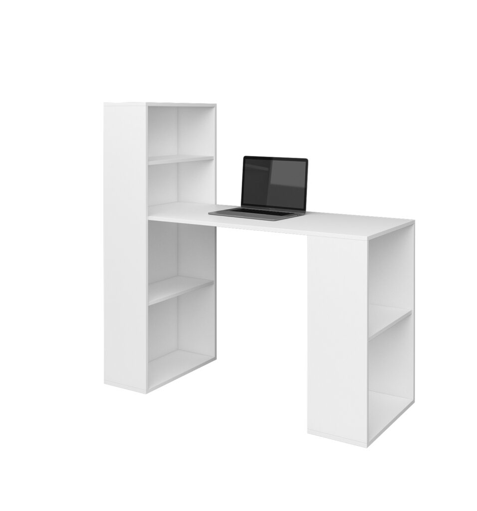 KAMAZZA - Bureau avec rangement novateur blanc ZELMA