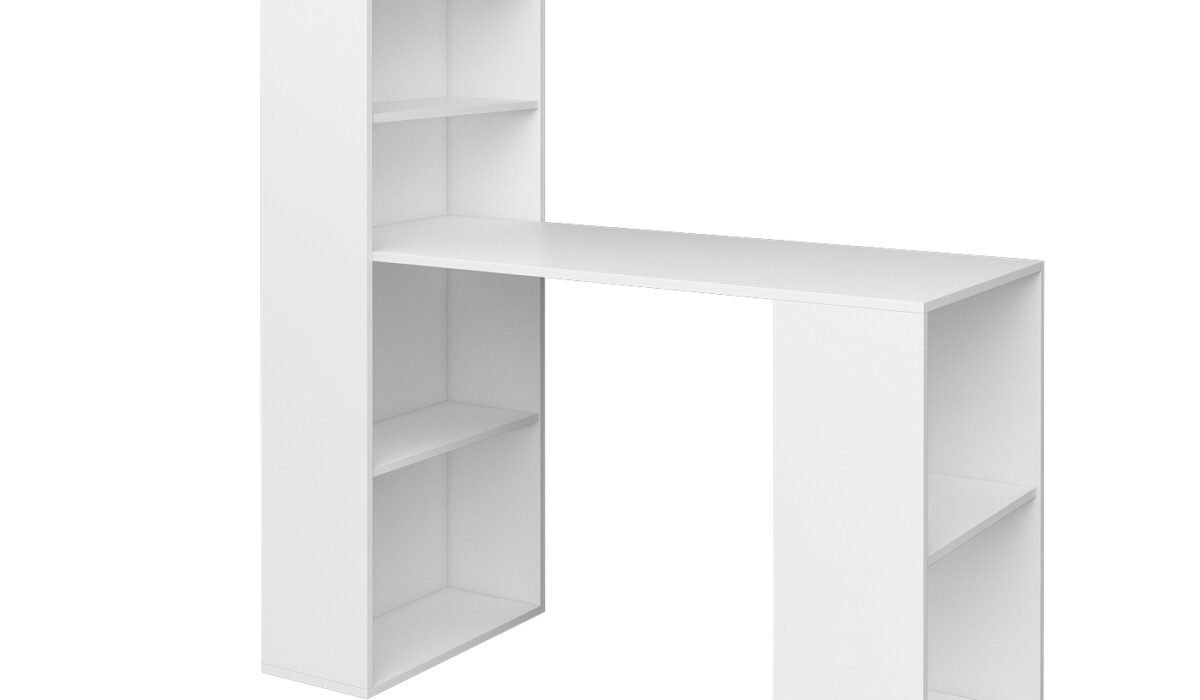 KAMAZZA - Bureau design avec rangement novateur blanc ZELMA