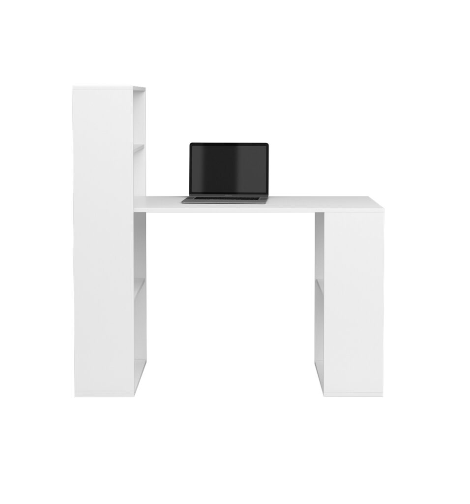 KAMAZZA - Bureau pour télétravail avec rangement novateur blanc ZELMA