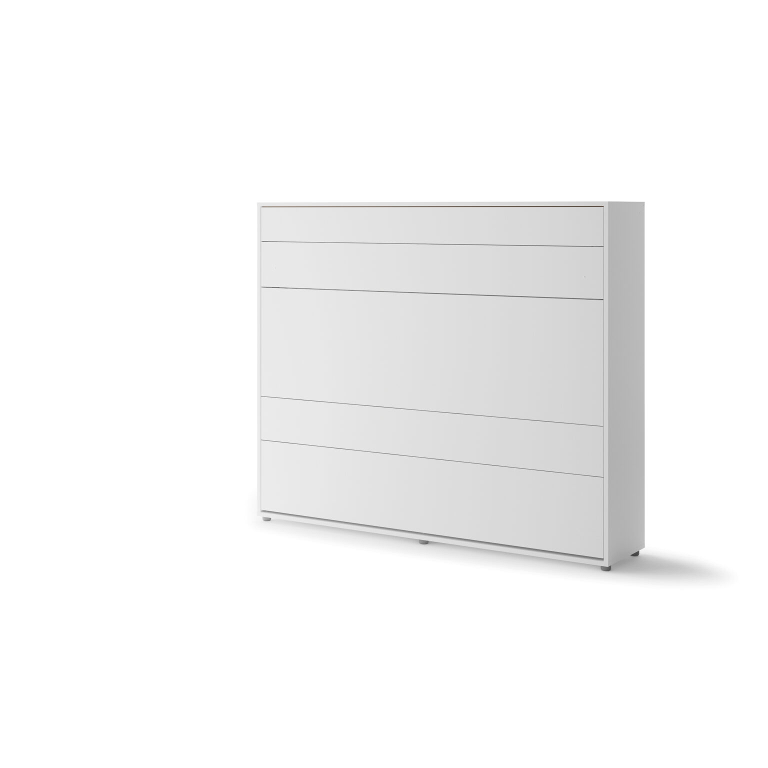 KAMAZZA Lit escamotable horizontal avec LED mécanisme d’ouverture pneumatique – SMART blanc mat 160x200 1