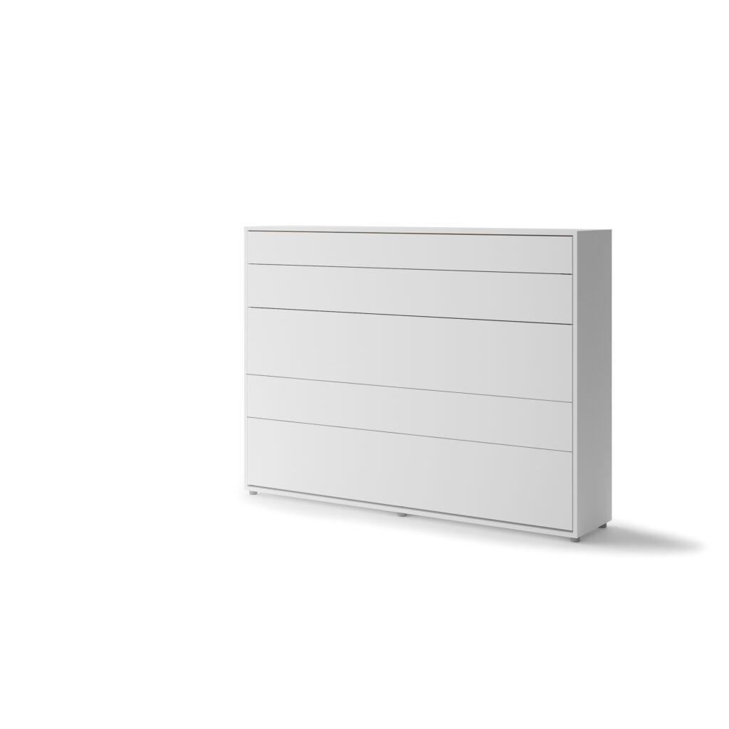Lit escamotable horizontal avec LED mécanisme d’ouverture pneumatique – SMART blanc mat140x200 1