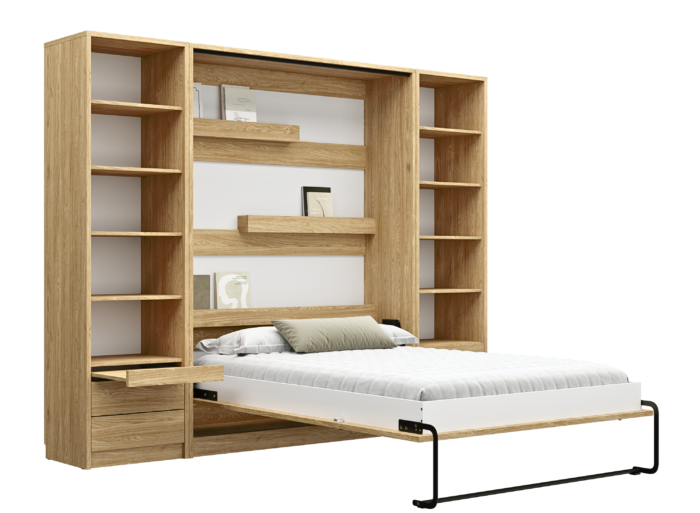 Lit escamotable avec étagères