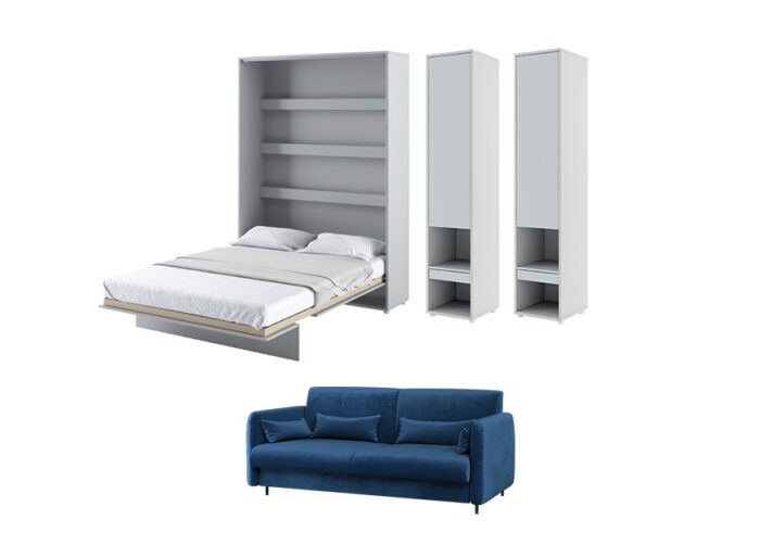 Lit escamotable canapé bleu navy avec rangements – SMART