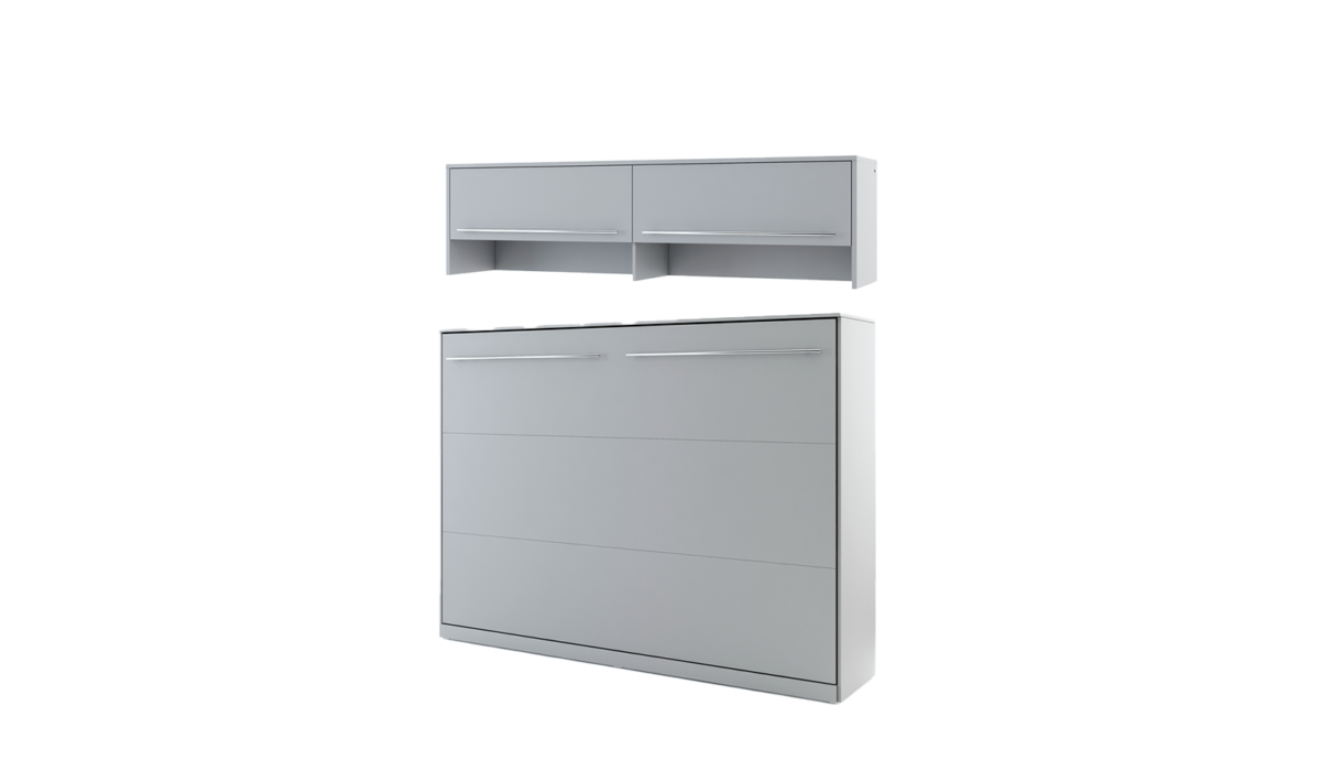 lit escamotable horizontal 140x200 avec étagère assortie - GAIN - fermé gris
