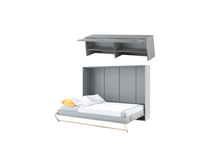 Ensemble lit escamotable horizontal et étagère au dessus assortie – GAIN