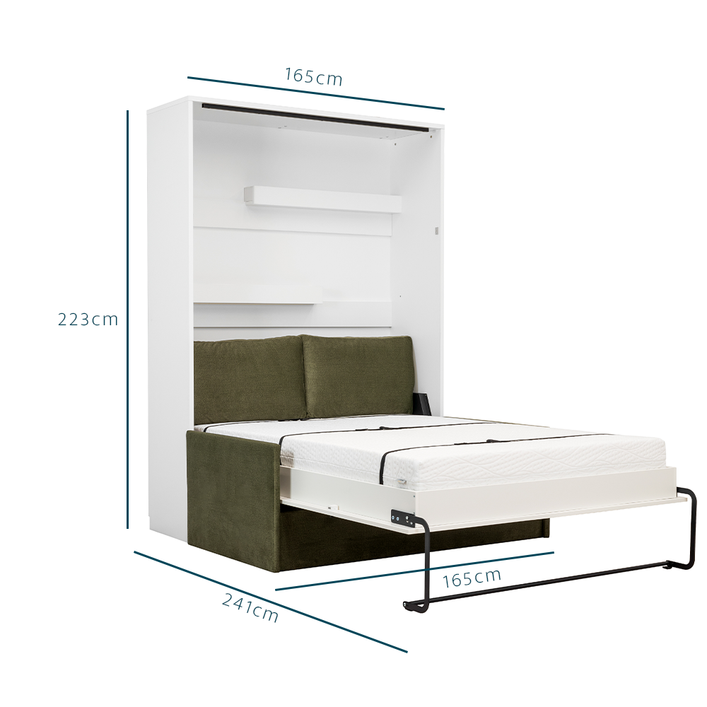 Armoire lit escamotable canapé intégré vert - dimensions - LOLITA