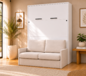 Lit escamotable avec canpé beige (2) 