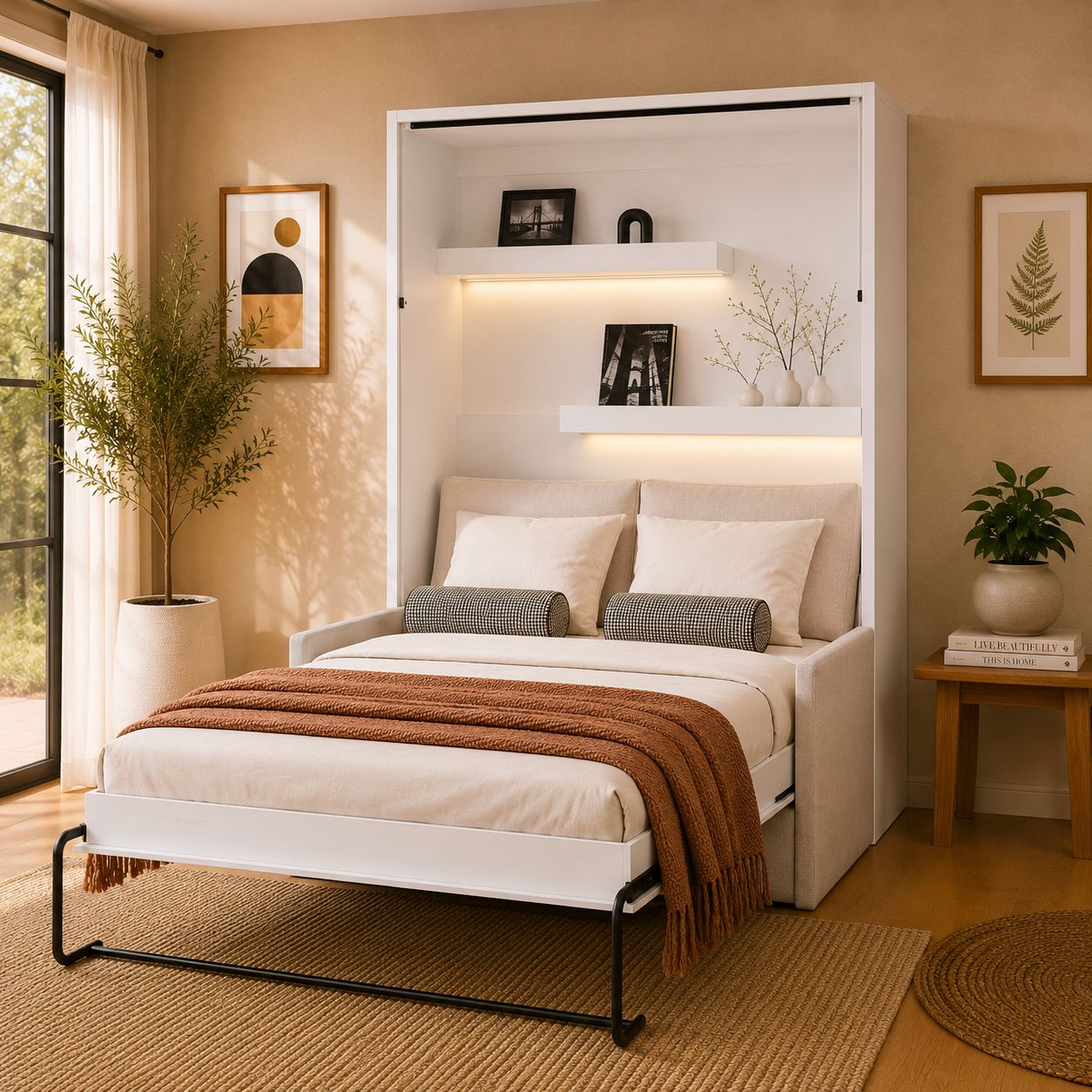 KAMAZZA Lit escamotable avec canpé beige
