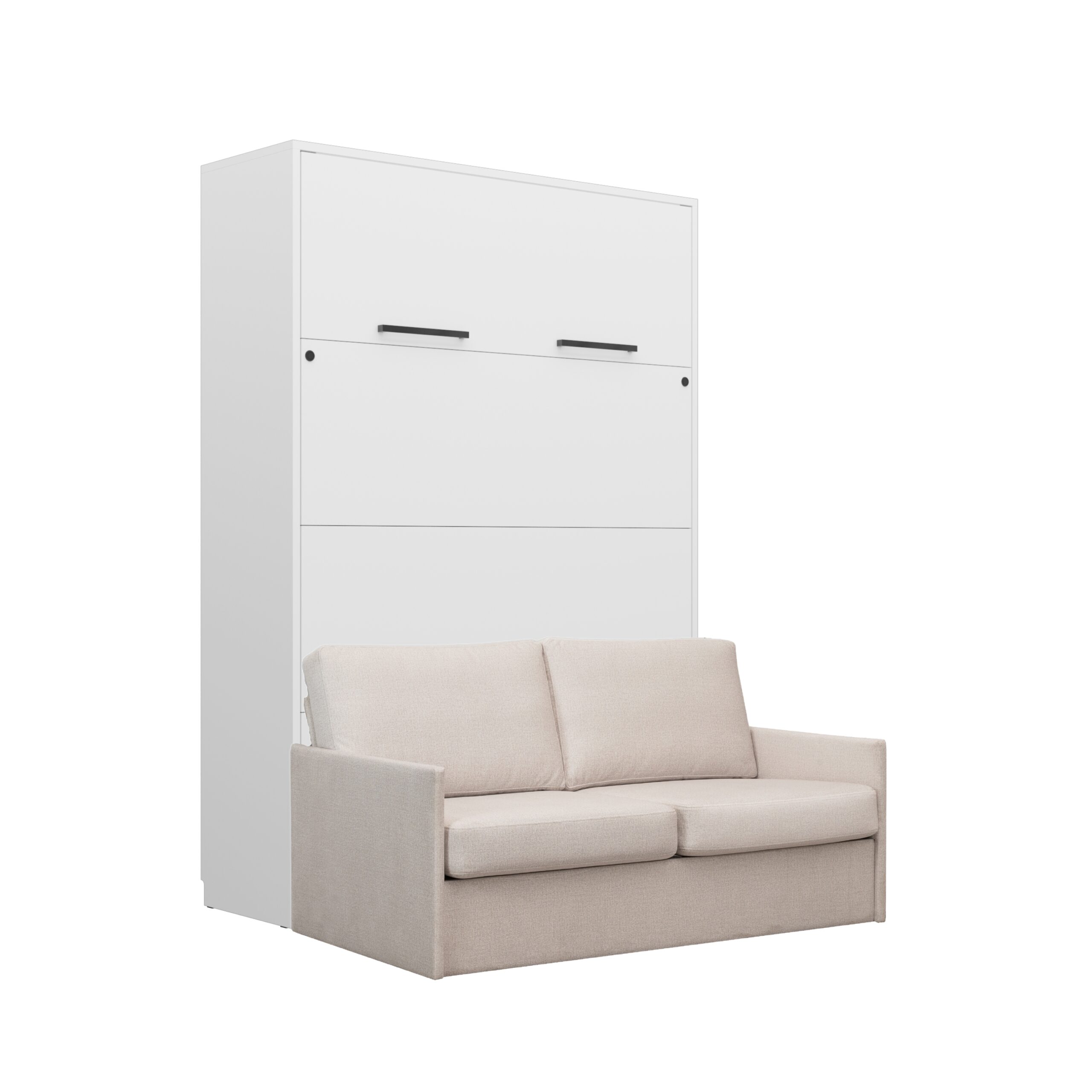 Lit armoire canapé 2 personnes crème - blanc