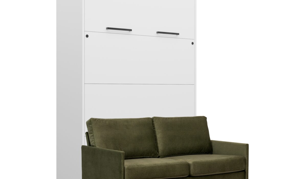 Armoire lit escamotable canapé intégré vert - blanc