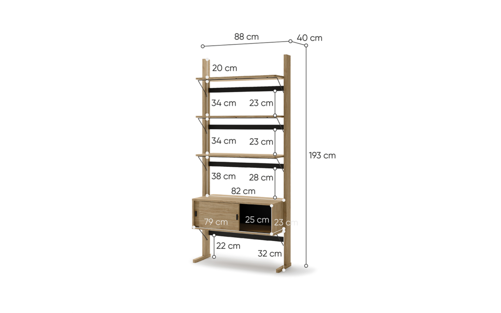 Etagère bois OLLIE - dimensions