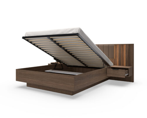 Lit coffre 160x200 chevets intégrés Kamazza
