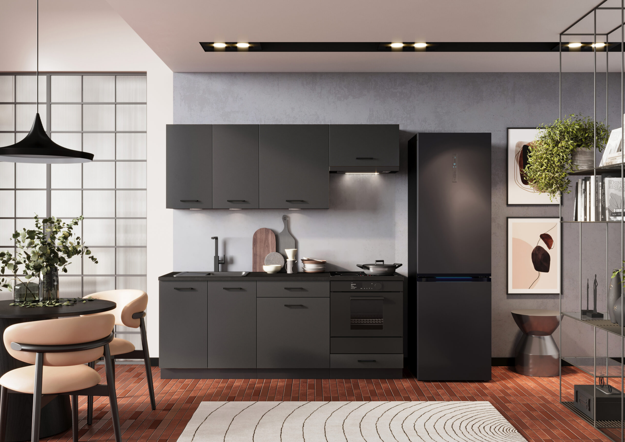 Cuisine moderne 200 cm ALLIA - noir photo d'ambiance