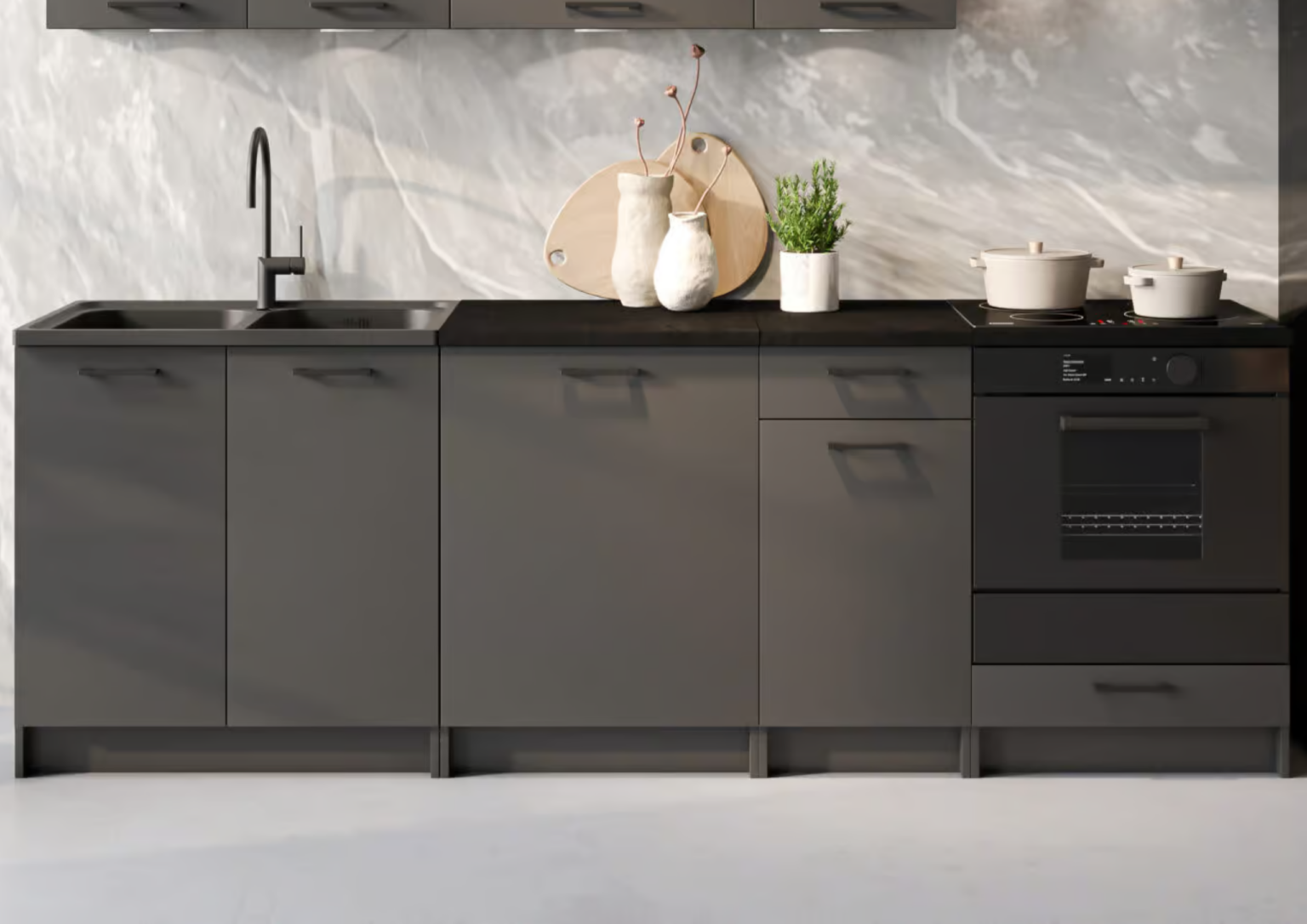 Cuisine grise anthracite bas