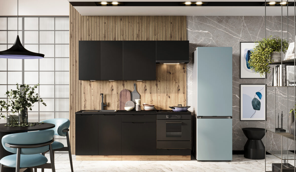 Cuisine blanche ou en noir 200 cm - photo d'ambiance noir