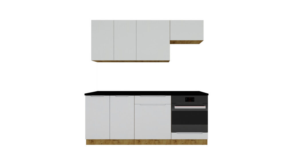 Cuisine blanche ou en noir 200 cm - photo présentation blanc