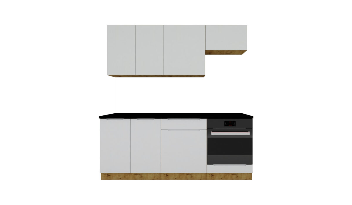 Cuisine blanche ou en noir 200 cm - photo présentation blanc