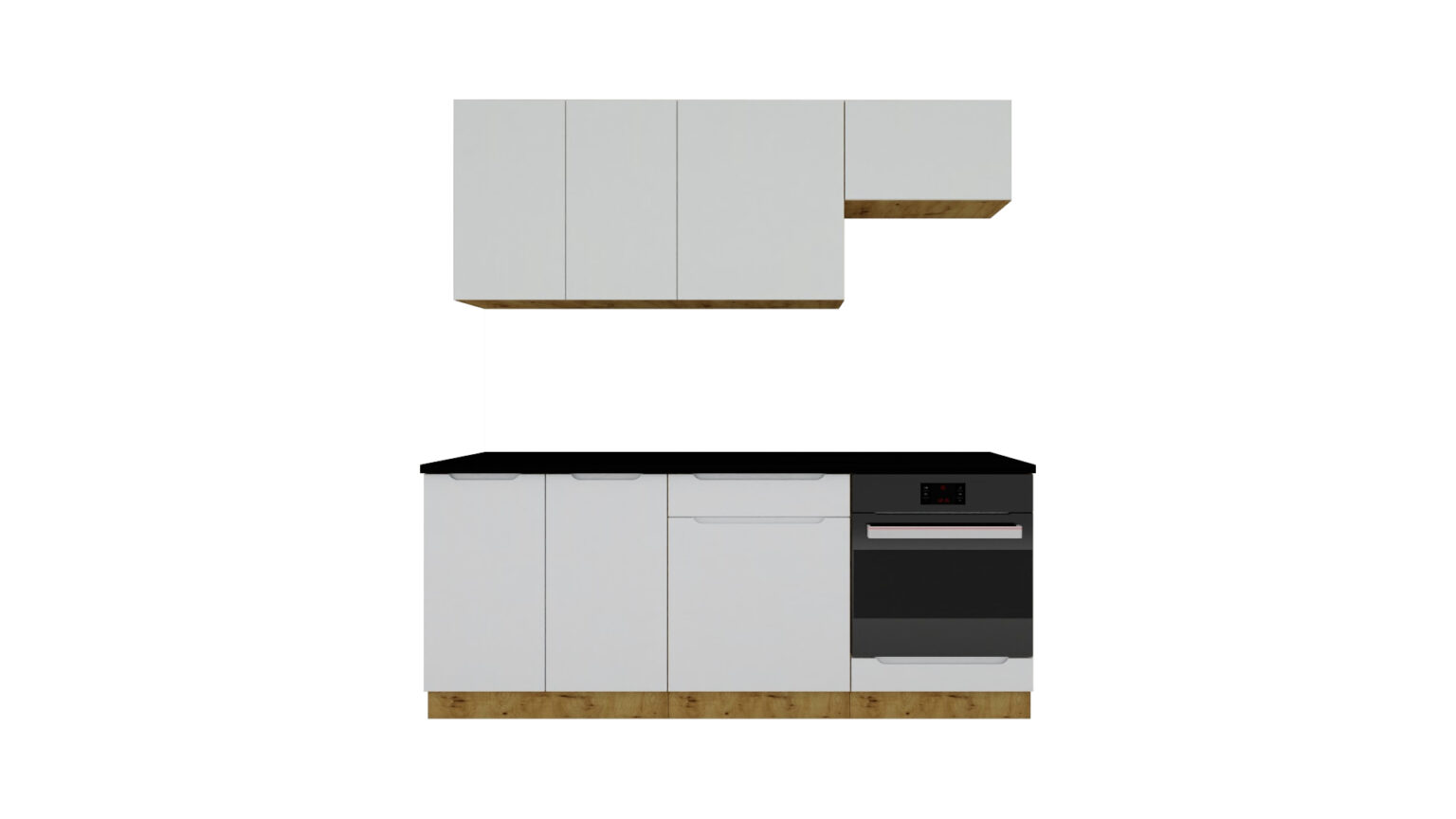 Cuisine blanche ou en noir 200 cm - photo présentation blanc