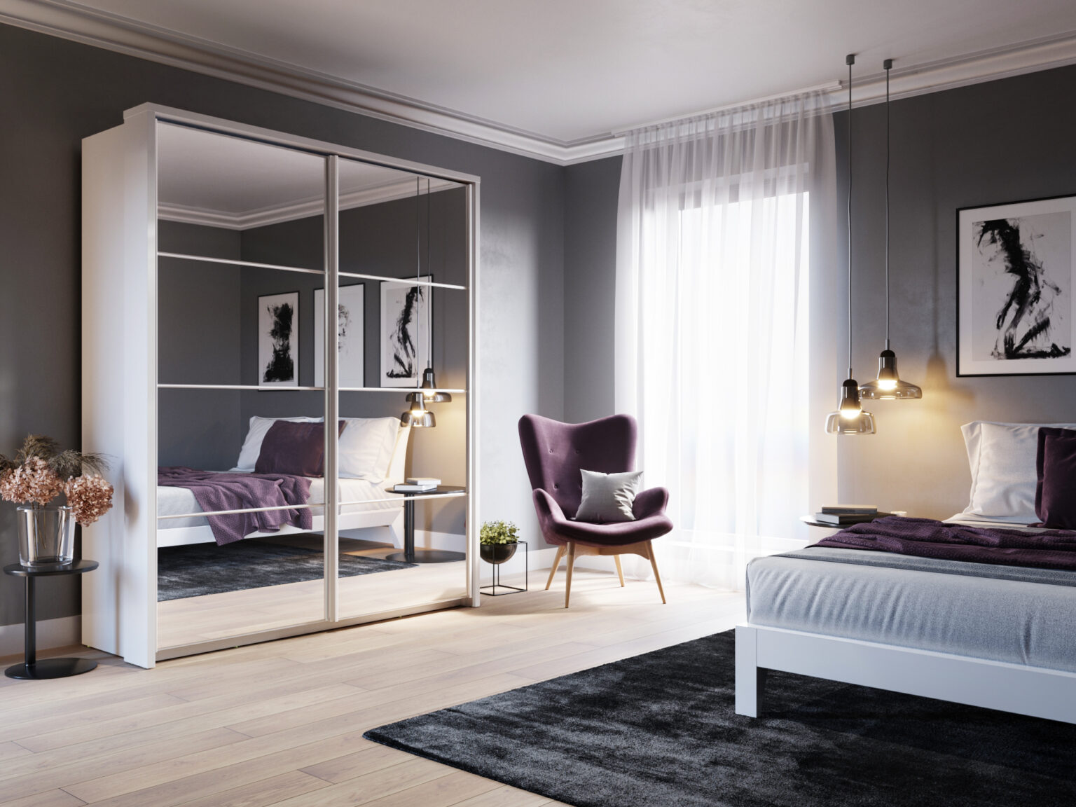 Armoire 2 portes avec miroir KAMAZZA