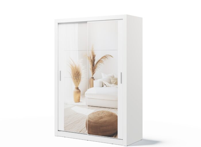 Armoire ou dressing blanc avec miroir 150 cm – ARIANE