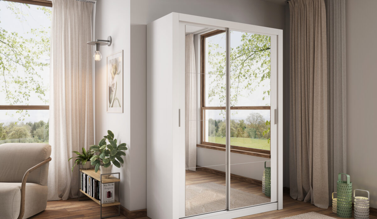 Armoire 2 portes avec miroir KAMAZZA