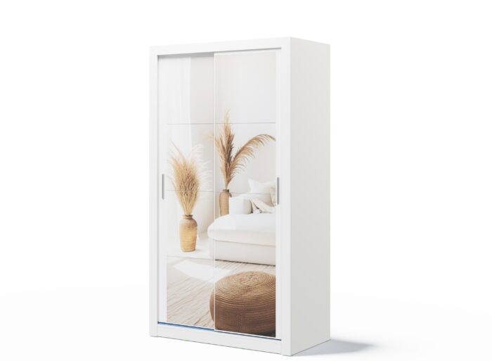Armoire penderie blanche avec miroir – ARINA