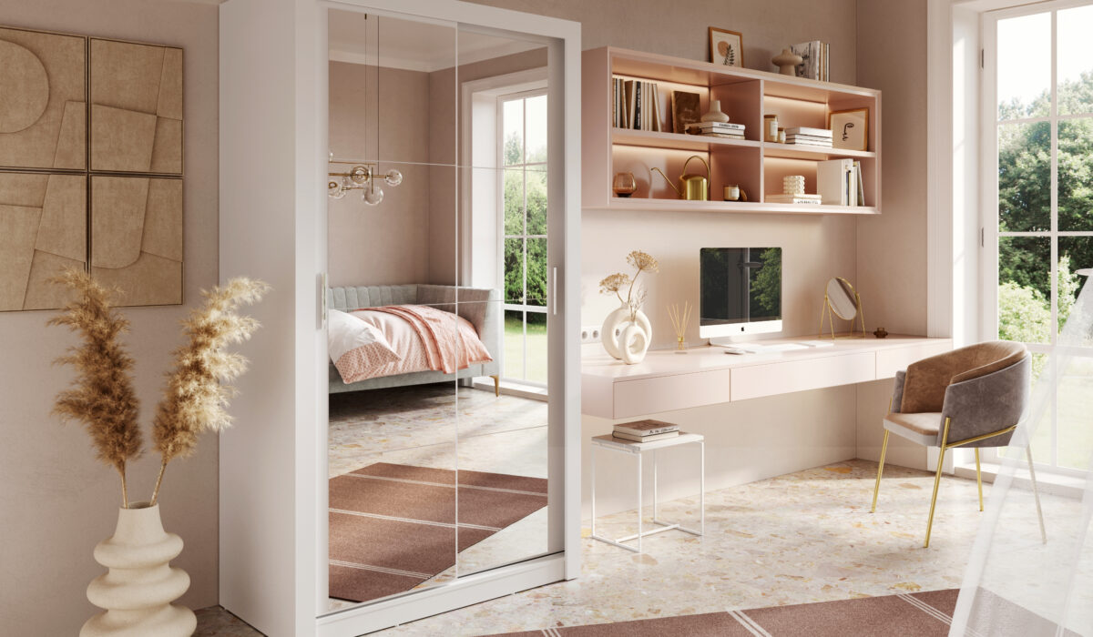Armoire 2 portes avec miroir KAMAZZA