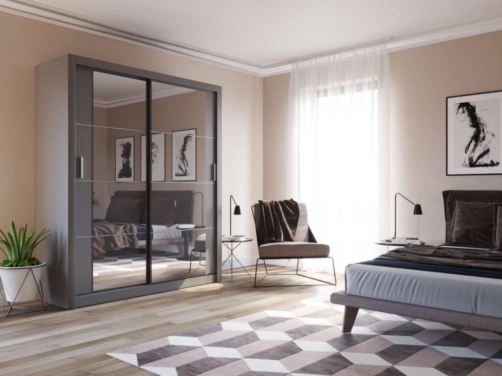 Armoire 2 portes avec miroir KAMAZZA