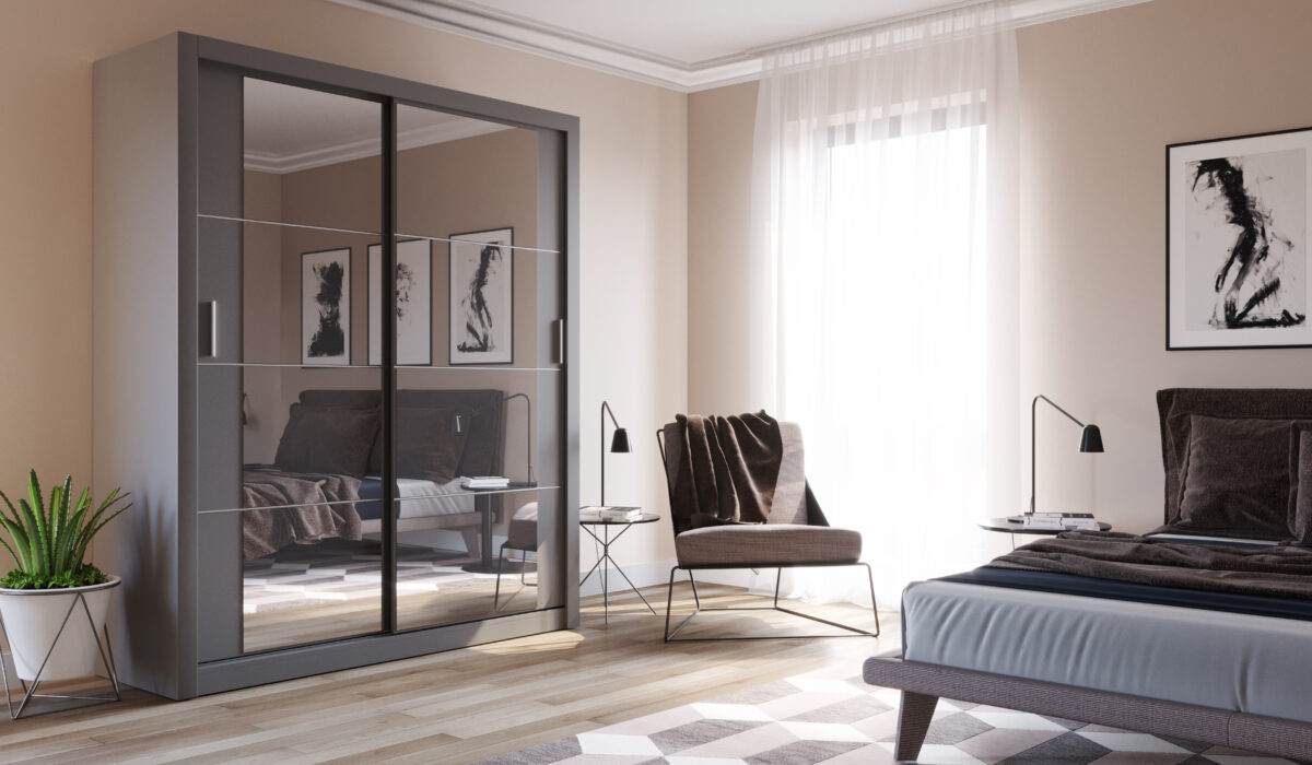 Armoire 2 portes avec miroir KAMAZZA
