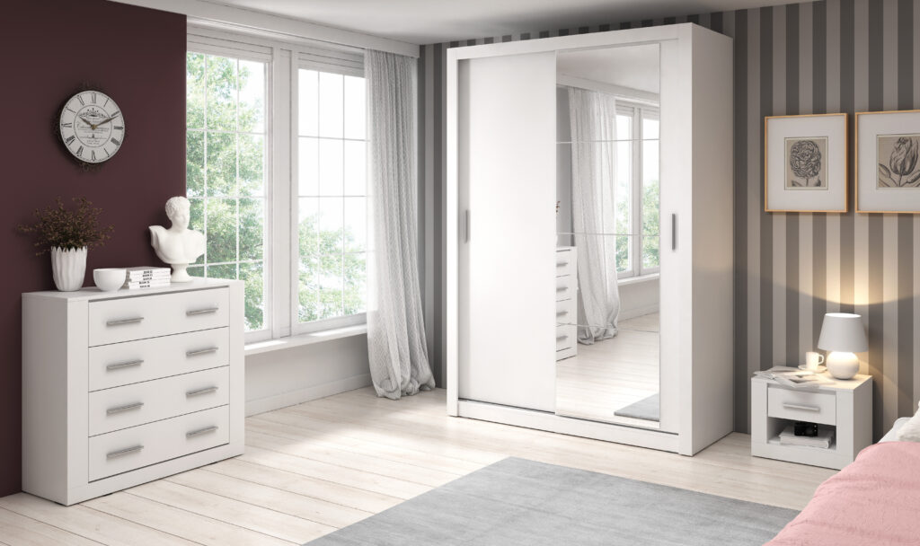 Armoire 2 portes avec miroir KAMAZZA
