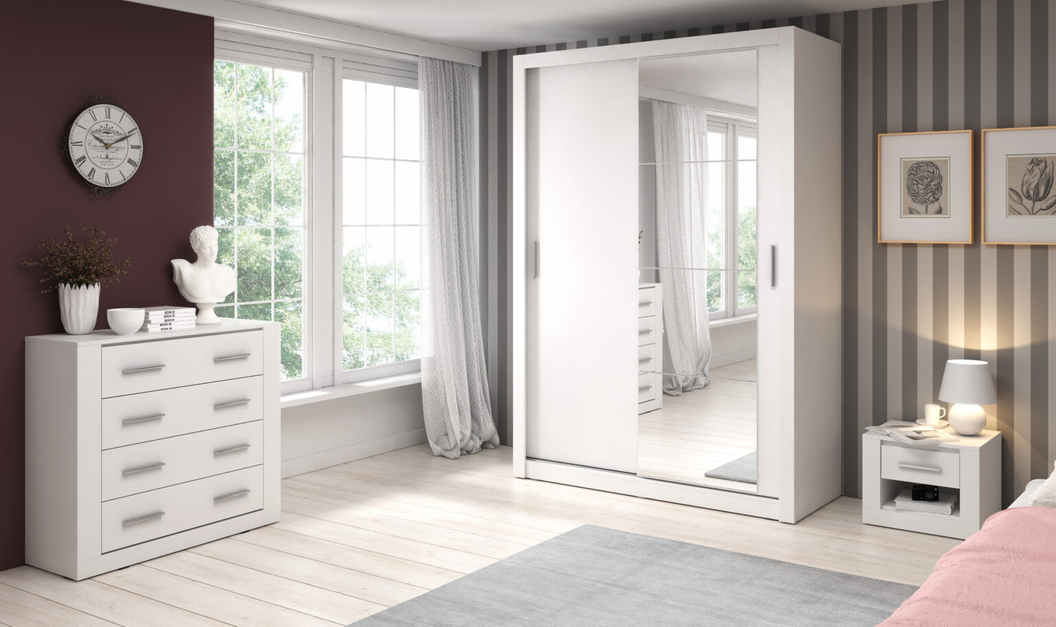 Armoire 2 portes avec miroir KAMAZZA