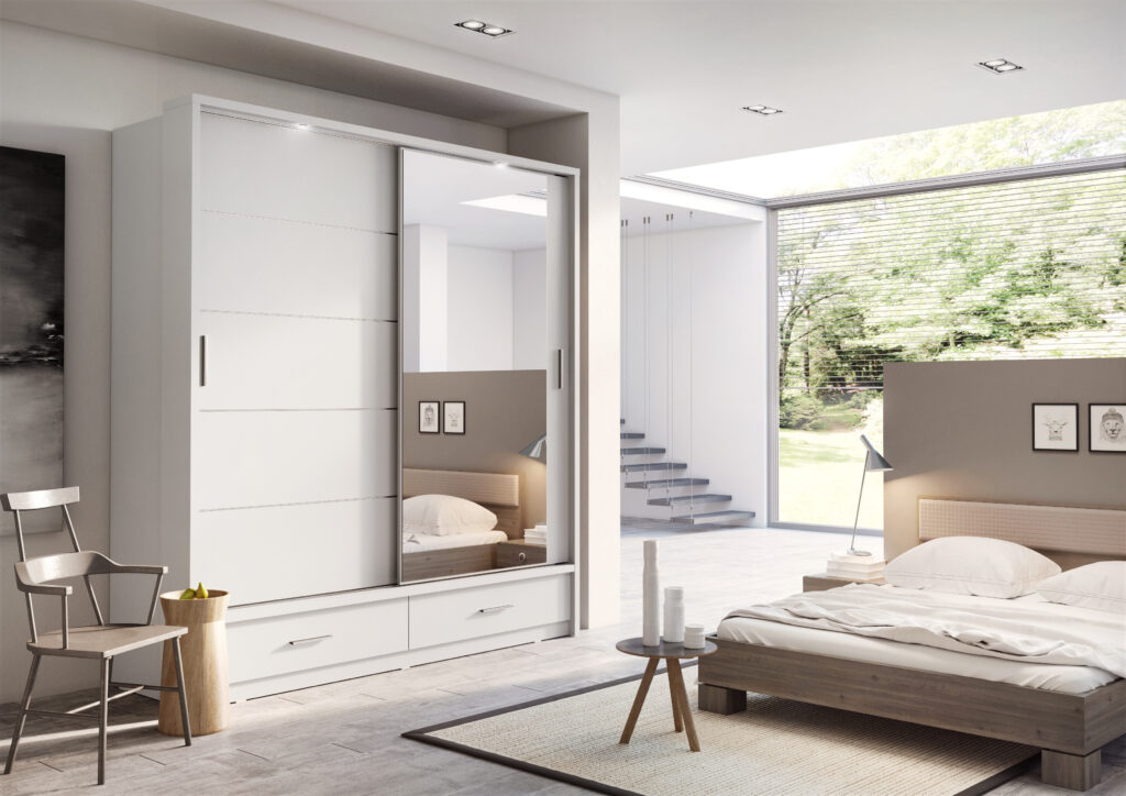 Armoire 2 portes avec miroir KAMAZZA
