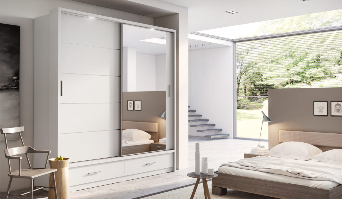 Armoire 2 portes avec miroir KAMAZZA