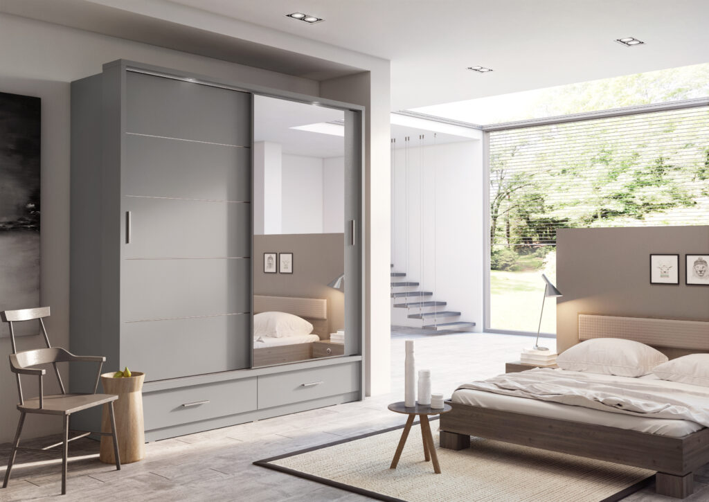 Armoire 2 portes avec miroir KAMAZZA