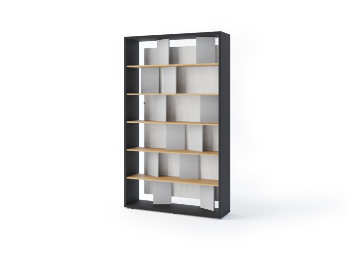 Étagère ou bibliothèque murale graphite, bois et grise – VALKA