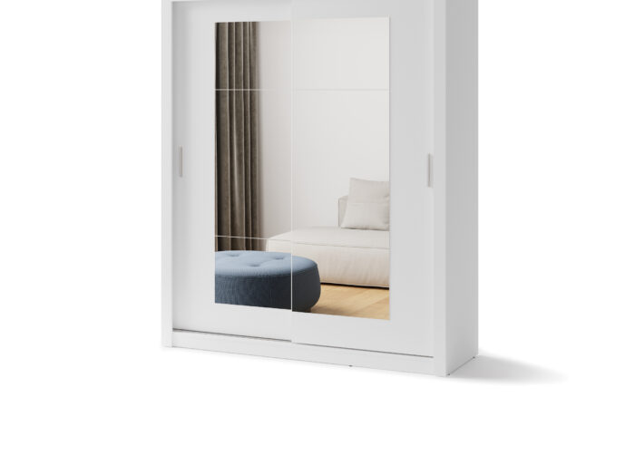 Armoire chambre 2 portes coulissantes avec miroir – LINA – 180 cm